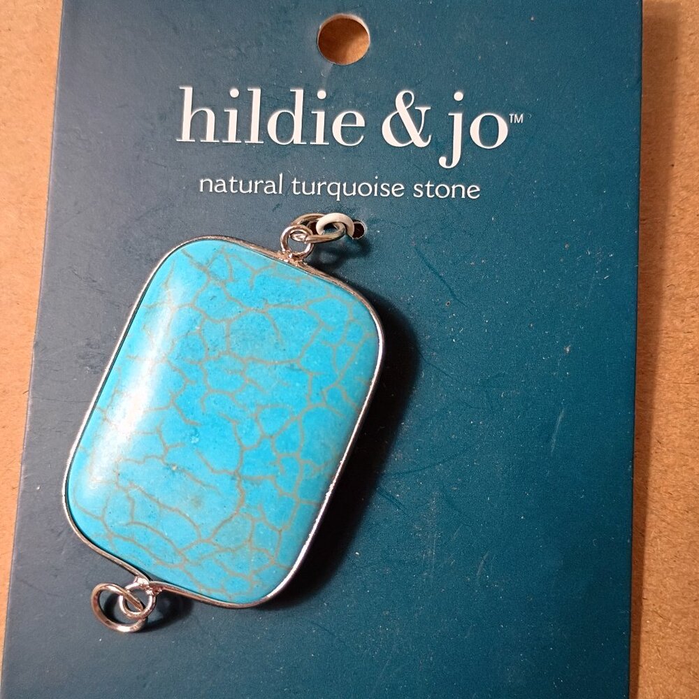 Hildie & Jo Natural Turquoise Stone Pendant Charm Rectangle Boho New